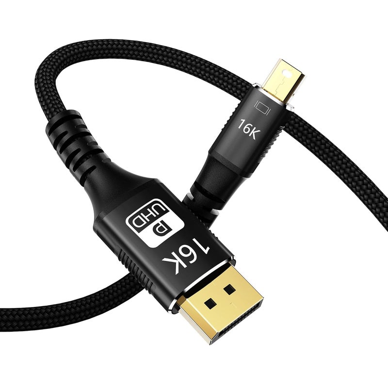 DGHUMEN 16K Mini DisplayPort to DisplayPort Cable, Bi-Directional Mini DP to DP 2.1 Cable 16K@60Hz, 8K@120Hz, 4K@240Hz, 80Gbps HD [Thunderbolt 2 Compatible] Aluminum Shell, for Laptop, MacBook, Monitor,10FT - Image 1